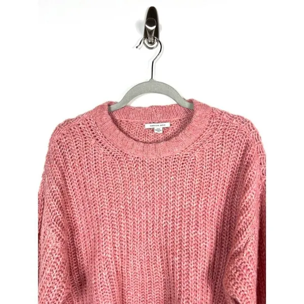 American Eagle Outfitters Pink Textured Chunky Knit Cropped‎ Sweater Women's S - Image 2