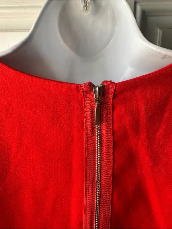 GAP Vibrant Red Shift Dress Elbow Sleeve Round Neck Classic Simple Style Size 14 - Image 5