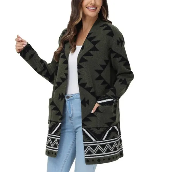 NWT!! FRYE Patterned Cozy Cardigan Sweater Burnt Olive Combo Green X-Large - Image 4
