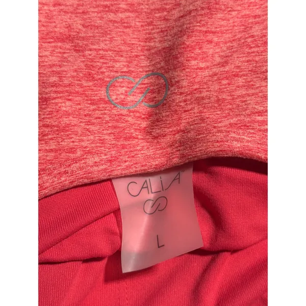Calia Women Large Coral Pink Heathered Cropped Racerback Activewear Tank Top - Image 3