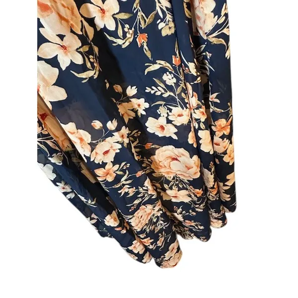 Lulus Navy Blue Pink Floral Asymmetrical High Low Dress Woman Sz XS - Image 9