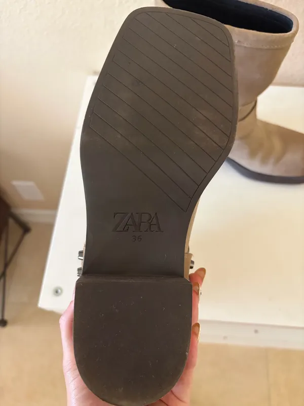 Zara Suede Leather Boots with Strap - Image 2