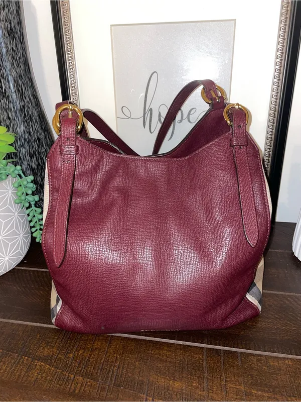 Burberry Canterbury House Check Canvas Leather Tote Shoulder Bag - Image 16