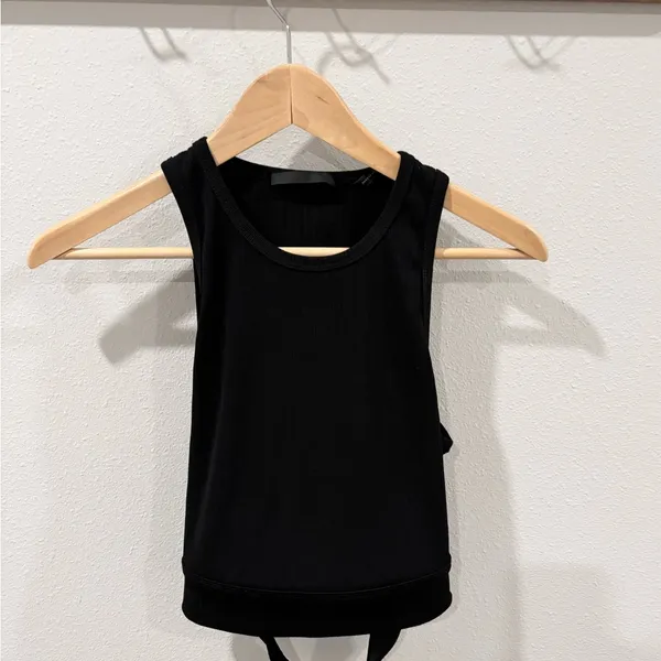 Helmut Lang Black Sleeveless Women's ribbed‎ tank size large - Image 3