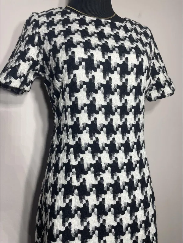 Kling Houndstooth Mini Shift Dress Vtg Old Money Minimal 6 - Image 4