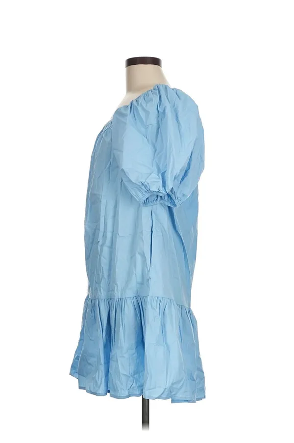 Strut & Bolt Light Blue Puff Sleeve Drop Waist Mini Dress Pockets Size M - Image 5