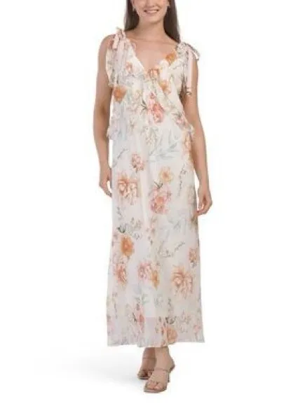 Christian Lacroix Pastel Floral Ruffle Maxi Dress Small - Image 2