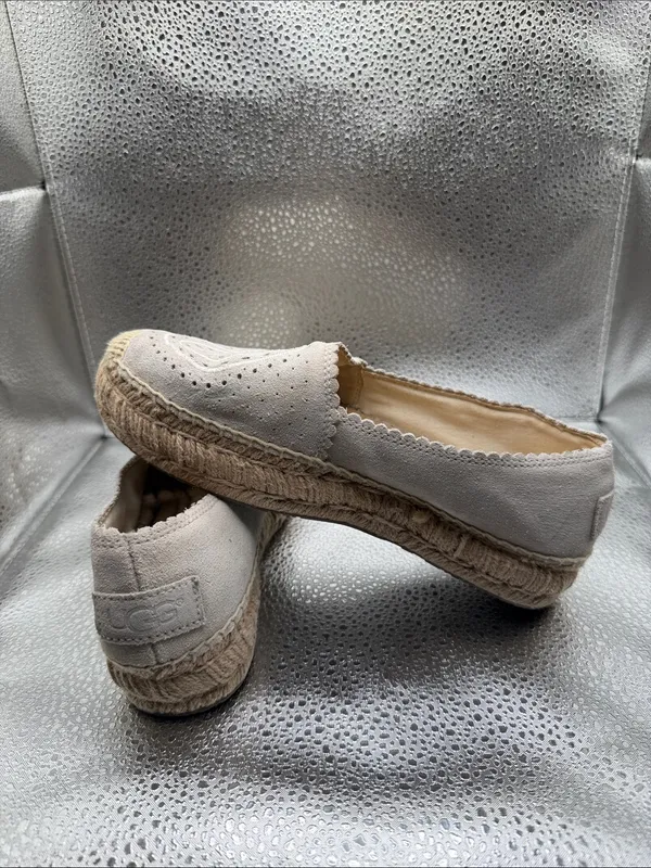 UGG Heidi Perf Cream Perforated Espadrille Slip-On Flats - Image 4