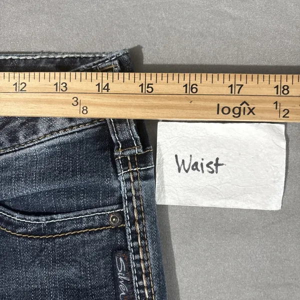Silver Frances Jeans Size 28 33 Blue Denim Embroidered Pockets Bootcut Low Rise - Image 10