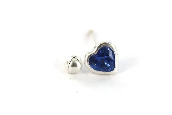 925 Sterling Silver Blue Heart Earring Studs - Image 3