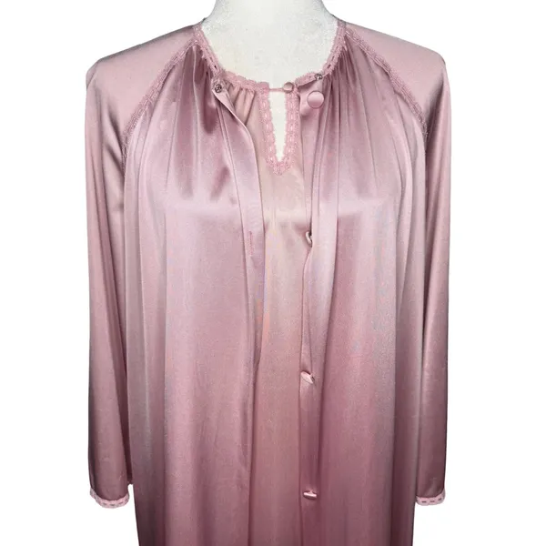 Vanity Fair Small 2 Pc Set Gown Duster Robe Vintage Made In USA Tricot Nylon‎ - Image 4