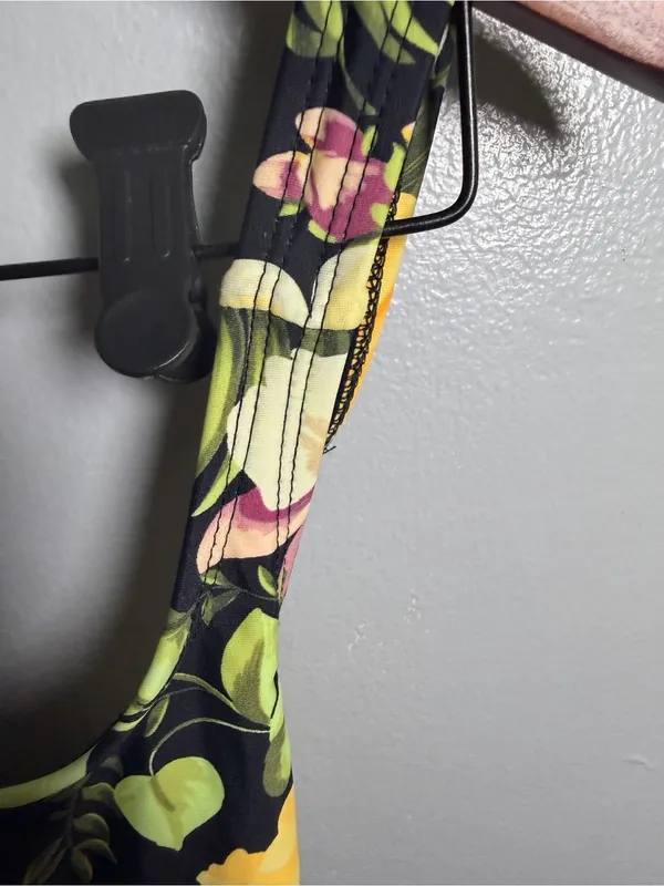 Hurley Tropical Floral Scoop One-Piece - Black & Yellow - Image 7