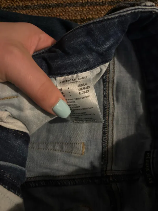 American Eagle Women’s Distressed Skinny Jeans - Dark Blue - Image 3