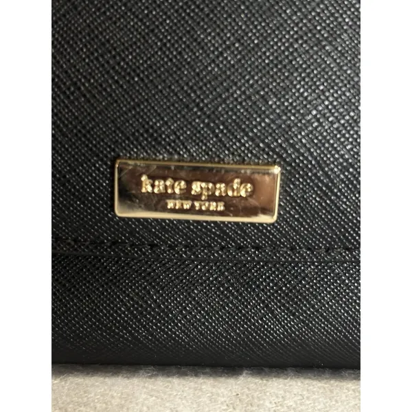 Kate Spade‎ Black Wristlet Wallet Gold Hardware Logo 6.5x3.5 EUC - Image 2