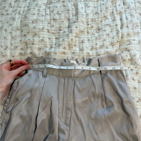 H&M High-Waist Wide Leg Satin Pants in Taupe - Image 5