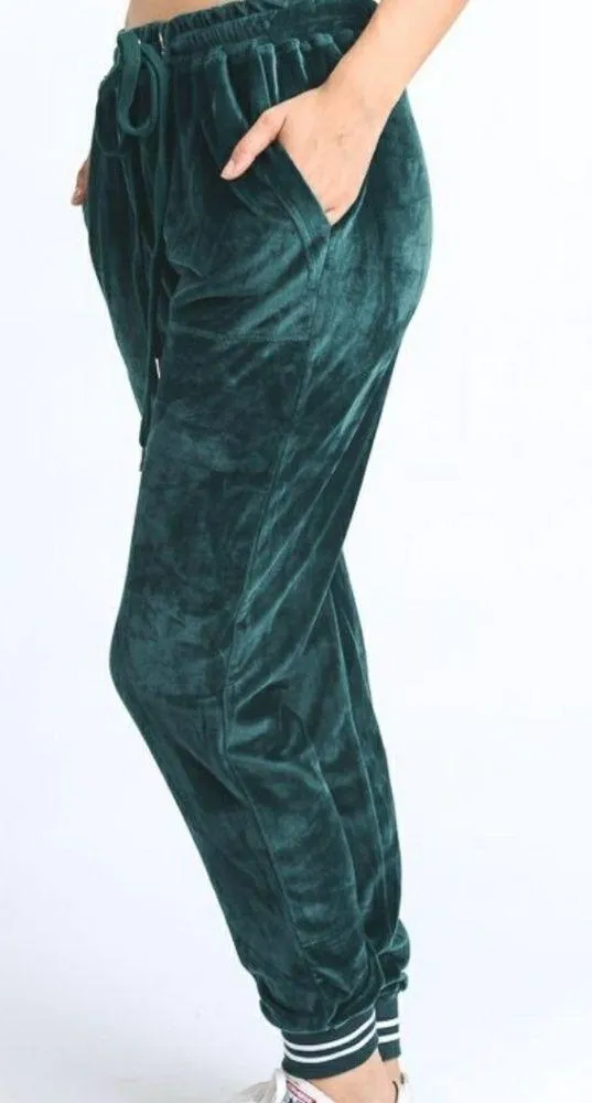 Betty velour jogger drawstring pants Teal Blue - Image 3