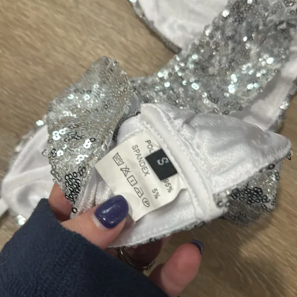 NWOT small unpadded sparkly bathing suit top Silver - Image 3