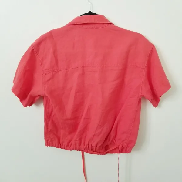 {S} Athleta Playa Linen Tie Top Passionfruit Coral - Image 4