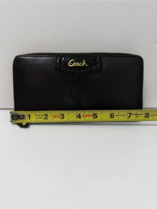 Coach Ashley Zip Around Accordion Leather Wallet Black - Image 10