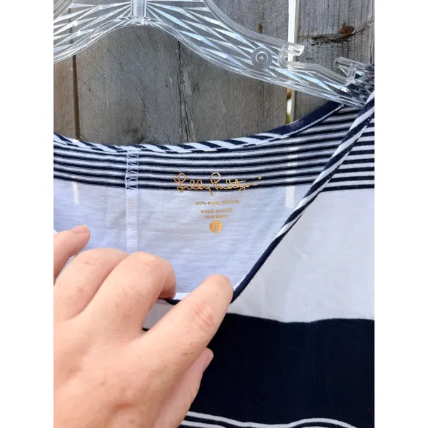 Lilly Pulitzer Marlowe Boatneck T-shirt Dress In True Navy Coconut Stripe Large - Image 4