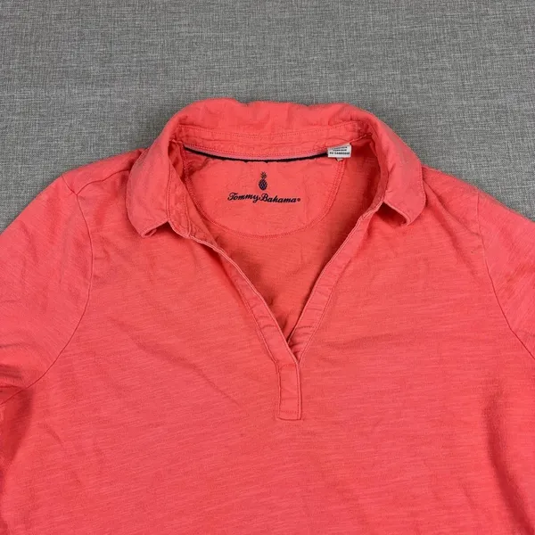 Tommy Bahama Polo Shirt Womens M Pink Collared 3/4 Sleeve Lightweight Jersey Top - Image 3