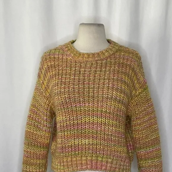 ANTHROPOLOGIE Ribbed Obi Melange‎ Crewneck Sweater Pullover Knit Marled Small - Image 3
