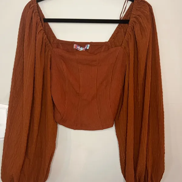 Urban Outfitters NWT Claudia Rust Puff Sleeve Top- NWT - Image 2