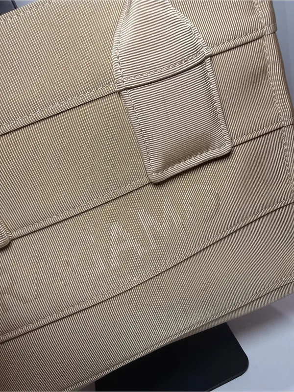 Ferragamo Beige Grosgrain Logo Mini Tote Handbag Italy - Image 3