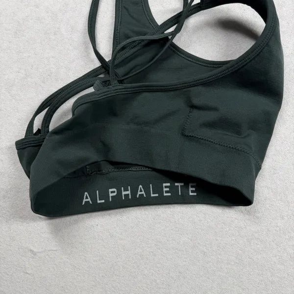 Alphalete Sports Bra Women’s XS Green Strappy Back Seamless Workout Bra - Image 3