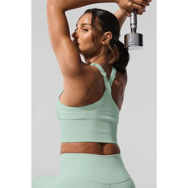 Alo Yoga Seamless Ribbed Favorite Bra Tank Spearmint XS - Image 3