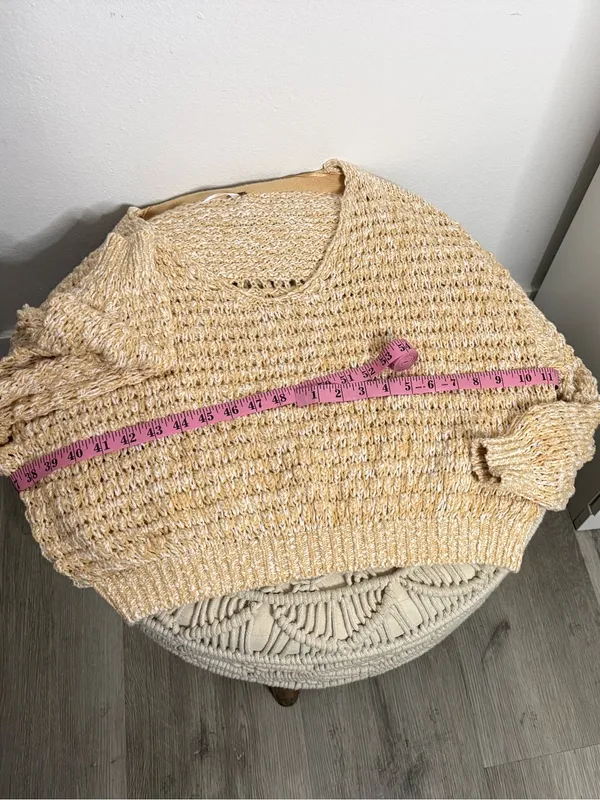 Free People Open-Knit Scoop Neck Sweater in Beige - Image 5