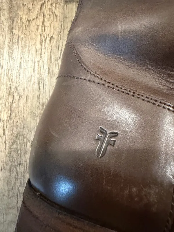 Frye Melissa Button 2 Tall Leather Riding Boot Grey 8.5 - Image 3