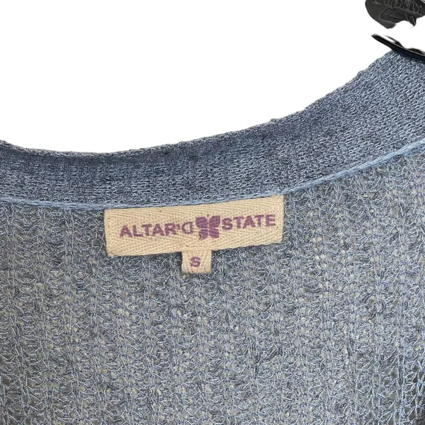 Altar'd State Cardigan Sweater Size Small Blue With White‎ Floral Lace Sides - Image 7