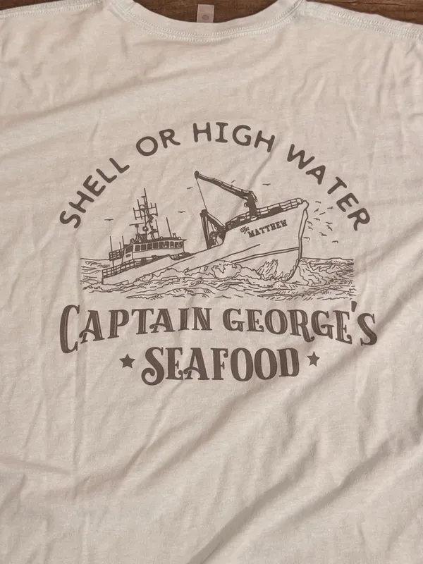 Gildan Light Blue Captain George's Seafood Short Sleeve Tee - Image 4