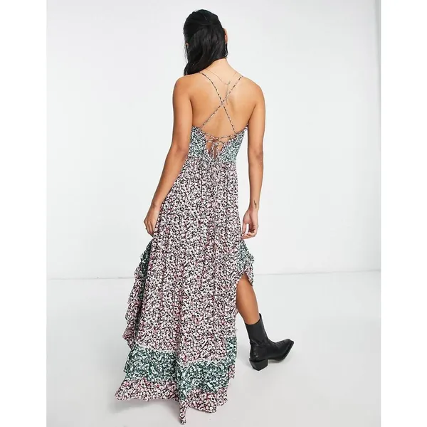 Free People Shirred Detail In Floral Print Maxi Dress Size S. B-3 - Image 2