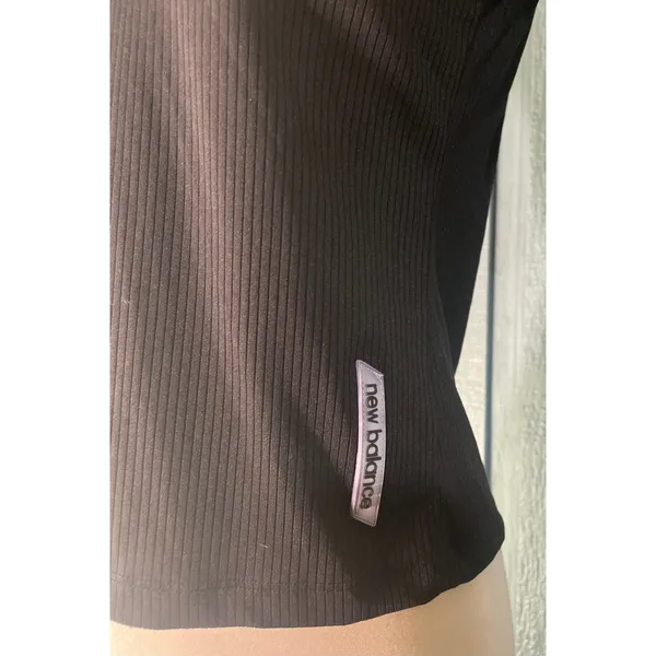 New Balance‎ Women's Black Ribbed Cutout Back Athletic T Shirt Top Size L - Image 4