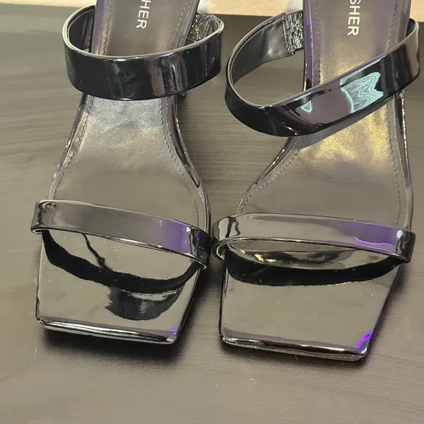 Marc Fisher Black Patent Square Toe Heeled‎ Slide Sandals Womens 8 M Zasha - Image 10