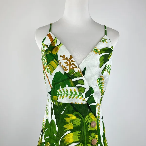 NWOT Farm Rio Linen Tropical Forest Off-White Mini Dress Size S - Image 3