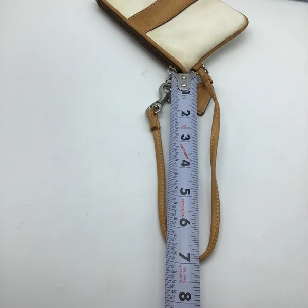 COACH white canvas w/brown trim wristlet - Image 15