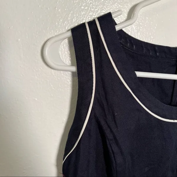 Ann Taylor Women's Size 0 Sleeveless Scoop Neck Blouse Tank Top Navy Blue White - Image 5