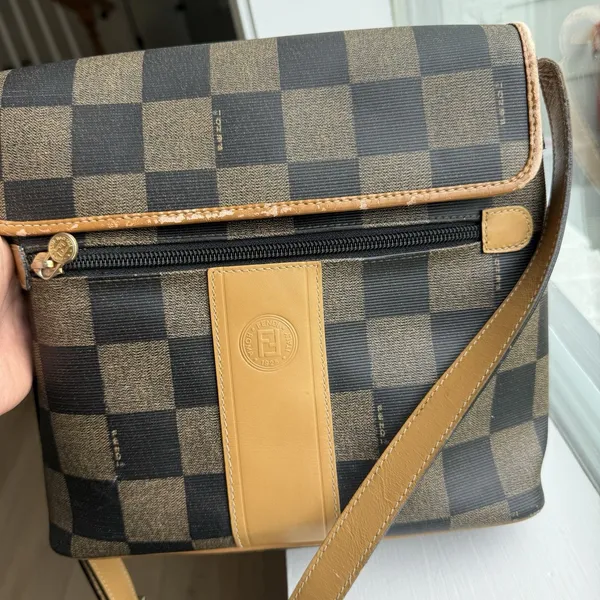 Vintage FENDI Bag Checkered Original Design Crossbody Luxury - Image 15
