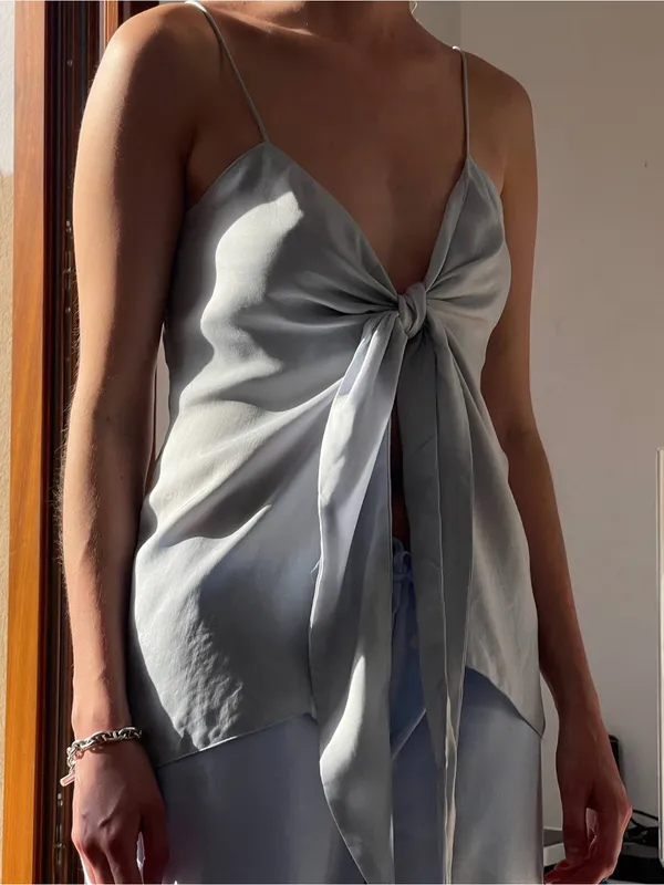 New Fjerf Avenue Tie Tank Top Baby Blue - Image 14