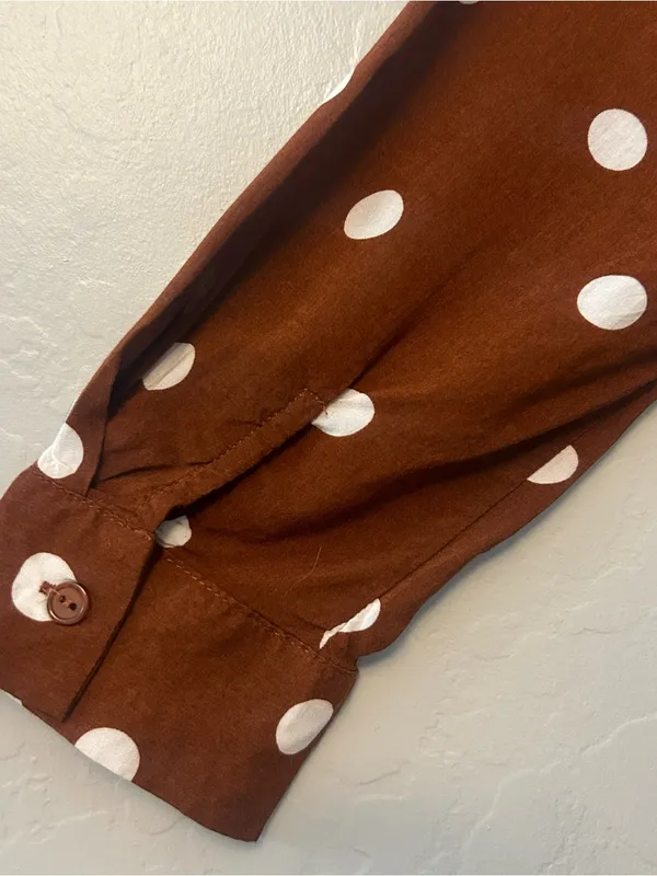 Lulu's Lush louicita rust brown polka dot surplice dress size medium - Image 15