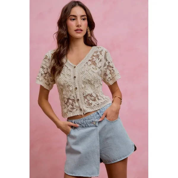 SO‎ ME Washed Denim Wrap Skorts - Large - Image 7