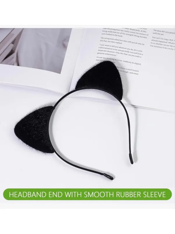 NEW Black Cat Ears Headband Furry Halloween Adult - Image 4