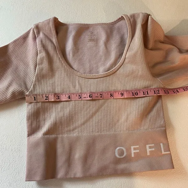 OFFLINE by Aerie Pink Ribbed Long Sleeve Crop Top Women’s S Seamless Active flaw - Image 5