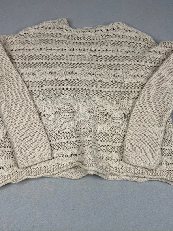 Kimchi Blue Urban Outfitters Sweater XS Cream Cable Knit Wool Blend Oversized - Image 5