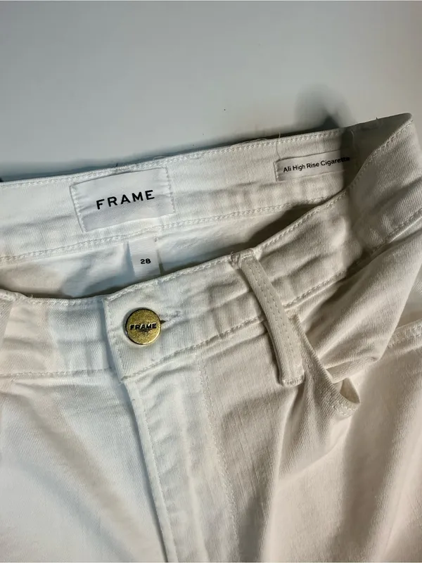 Frame Denim White Straight-Leg High-Rise Jeans Sz 28 - Image 8