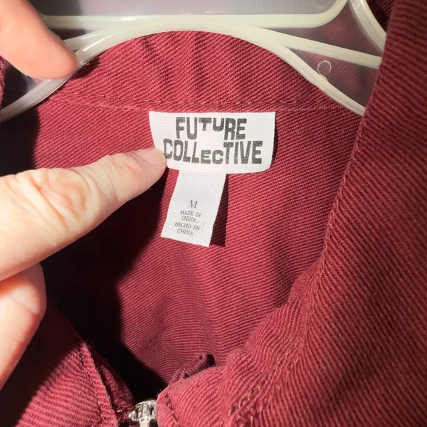 Women's Burgundy denim Jumpsuit size medium cropped length - Image 3