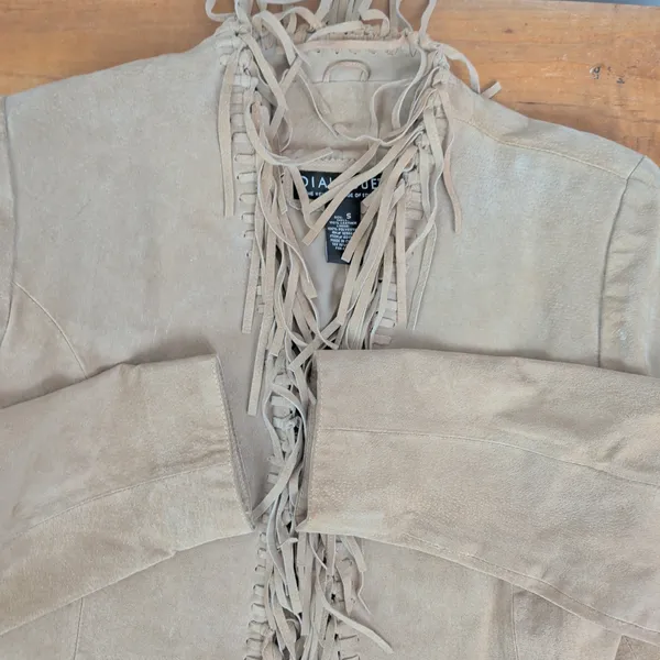 Dialogue Ladies' Vintage Suede Fringed Jacket Small - Image 3
